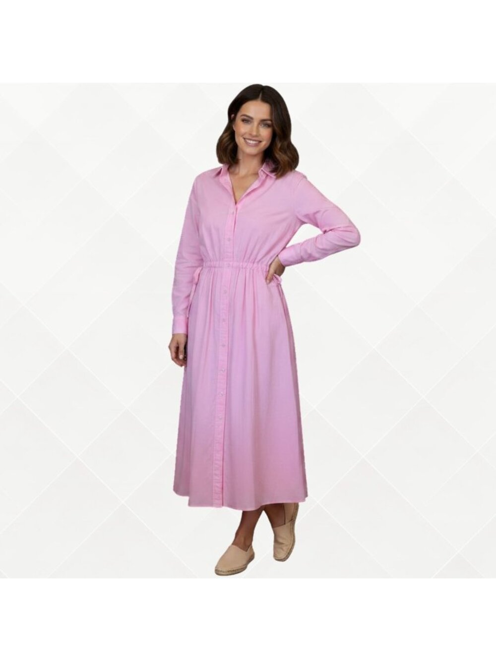 Universal Thread Midi Shirtdress • XS • NWT • Pink • Long Sleeve • WDS-100065